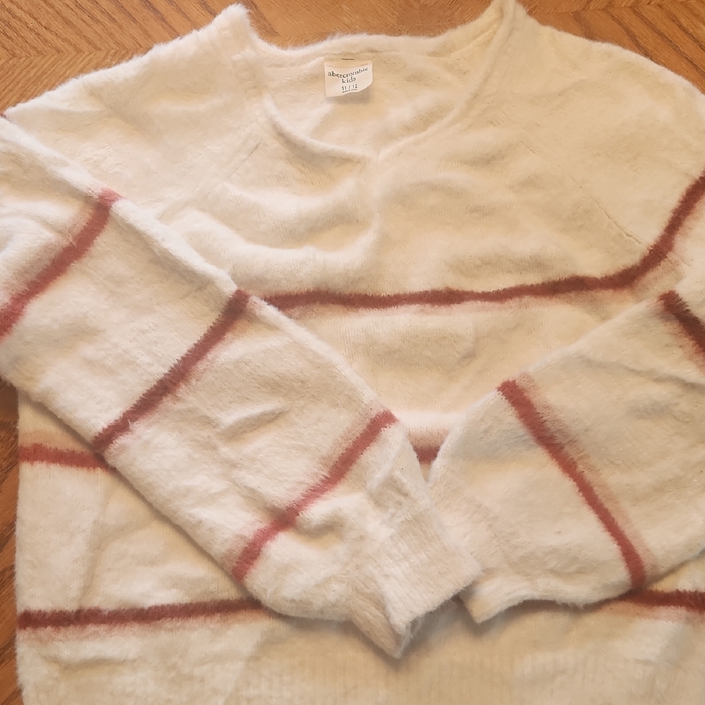Abercrombie Kids White and Red Striped Sweater